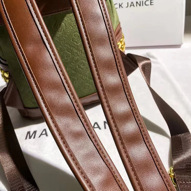 Backpack With Autumn Floral Panels and Buckle Accents - WO2MEN