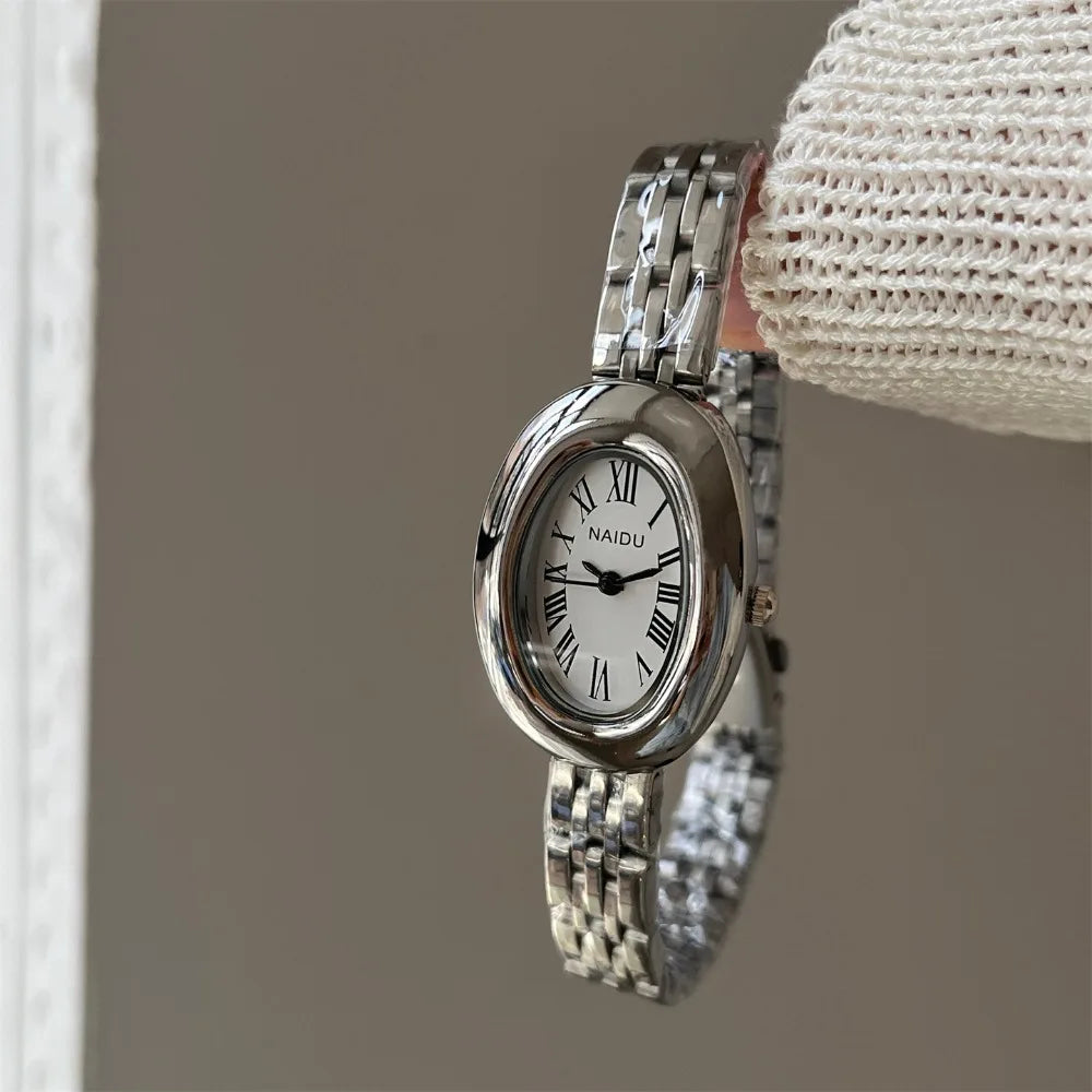 Oval Dial Watch with Adjustable Strap for Women