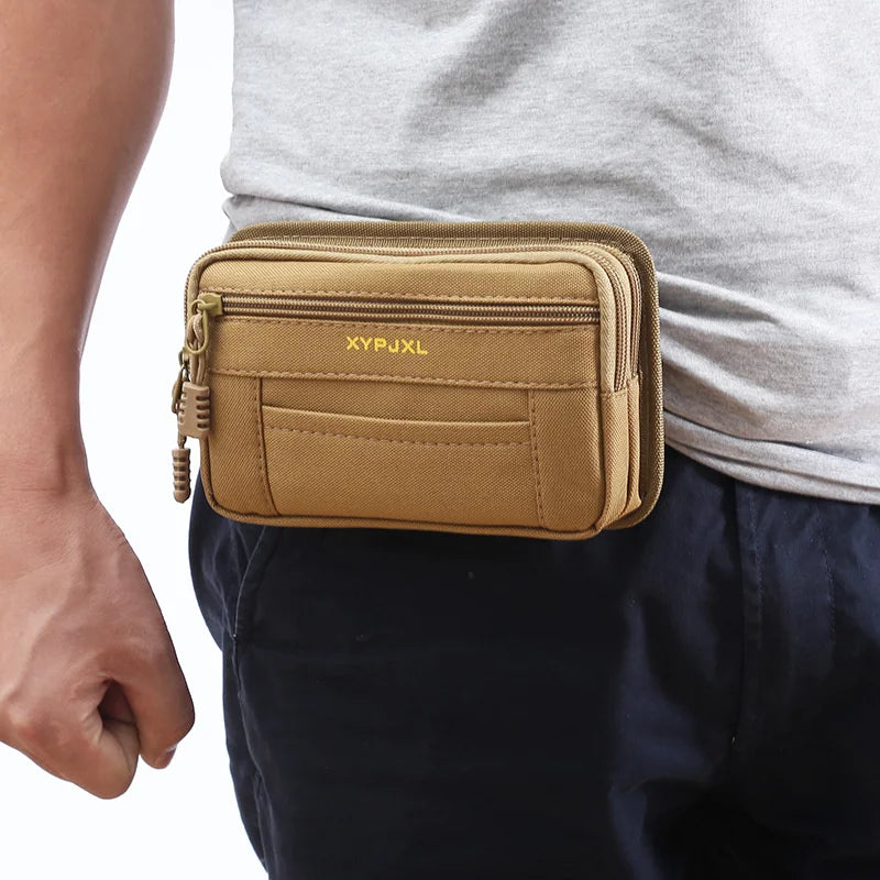 Waist Pack with Two Zippered Pockets Box Shape