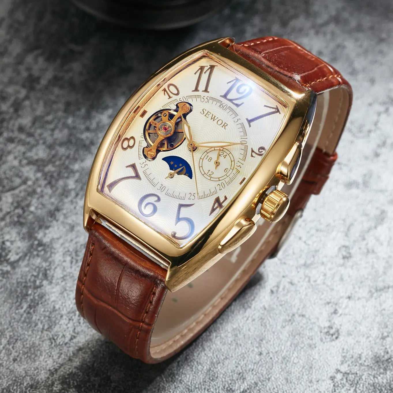 Moonphase Tourbillon Watch Open Heart Dial Calibre