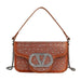 Parisian Bejeweled Crossbody Bag with Emblem Clasp - Brown