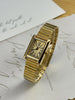 Rectangular Quartz Watch With Roman Numeral Dial - Gold