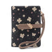 Floral Wallet with Leaf Flower Pattern Zipper - Black