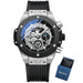 Skeleton Chronograph Quartz Wristwatch Water Resistant - Black Silver