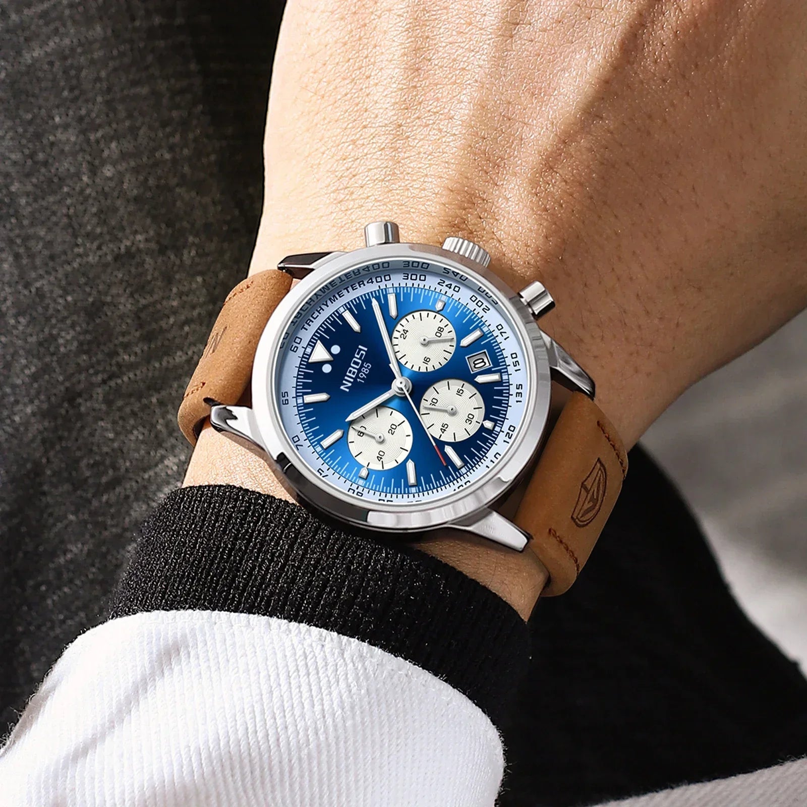 Chronograph Watch with Tachymeter And Subdials