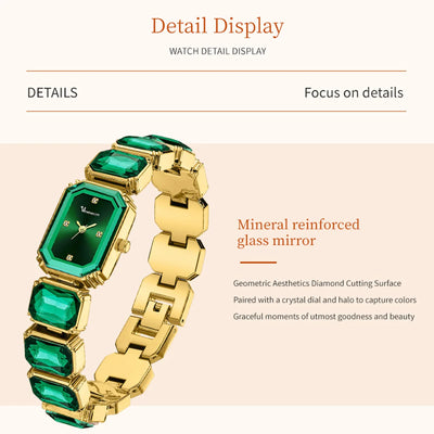 Square Crystal Link Watch with Diamond Accent Bracelet - WO2MEN