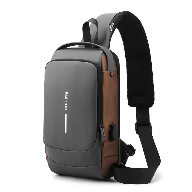 Men Multifunction Anti Theft USB Shoulder Bag Crossbody