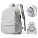 Quilted Backpack with Laptop Compartment Multi Pockets - Grey