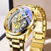 Watch: Transparent Skeleton Double-Sided Quartz Dial - Gold