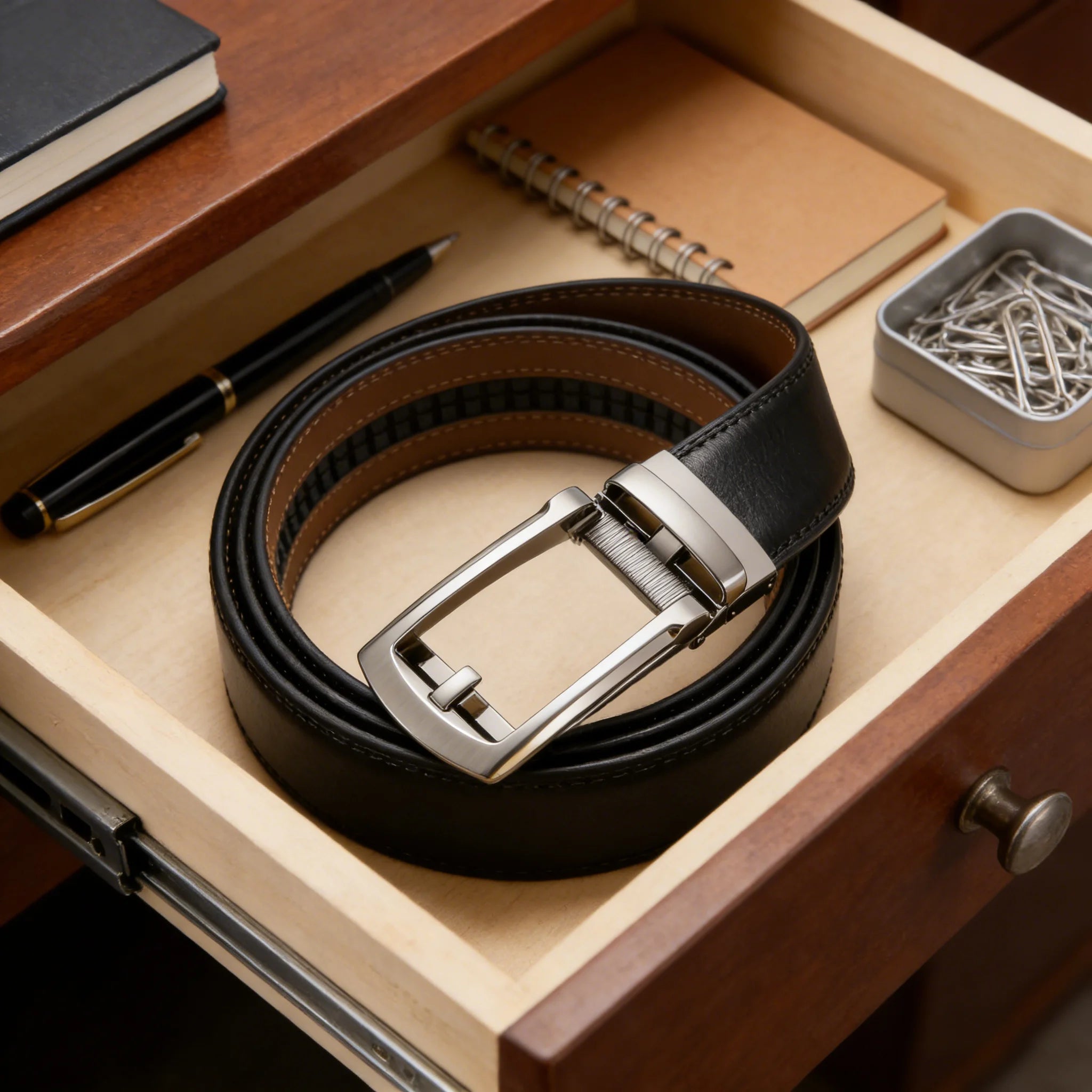 Belt with automatic Buckle Solid Strap High Quality