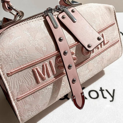 Embroidered Handbag with Textured Surface Craft Details - WO2MEN