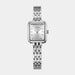 Womens Watch Dual Layer Dial Square Case Elegant - Silvery