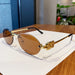 Oval Rimless Sunglasses with Ornate Detailing Frame - Brown