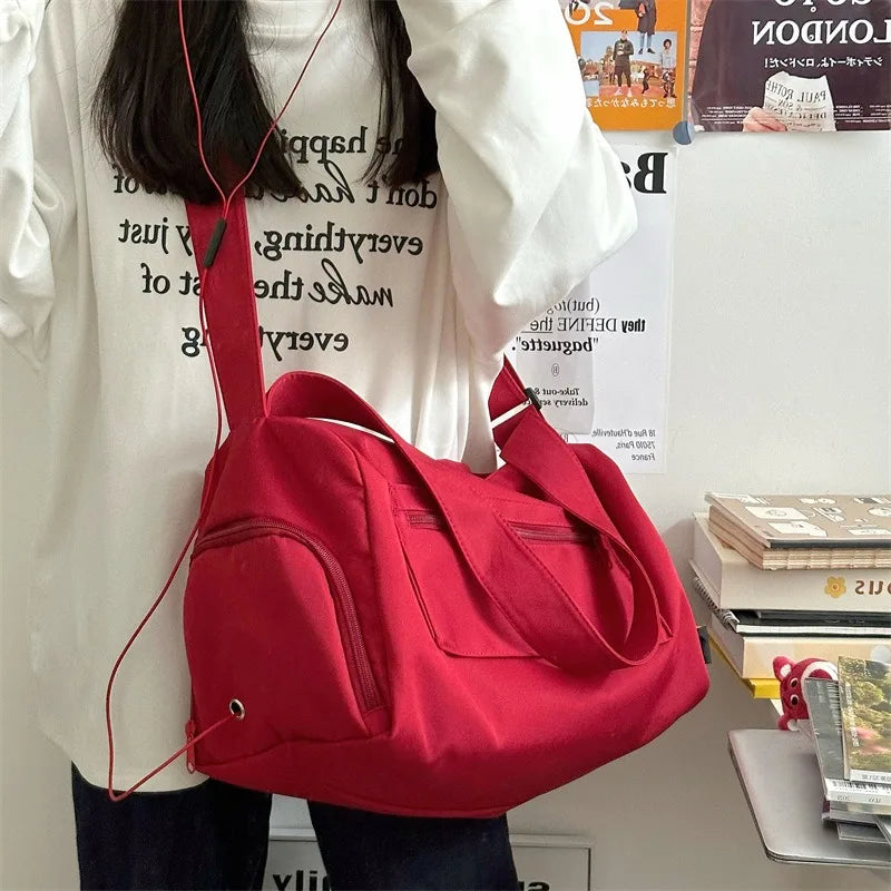 Crossbody Travel Tote Bag with Front Zip Pocket
