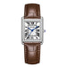 Rectangular Quartz Watch with Leather Strap Timeless - Silver Brown V3