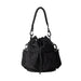 Nylon Waterproof Tote Bag with Drawstring and Detachable Strap - Black