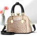 Crocodile Pattern Shoulder Bag with Gold Hardware - Photo Colour V9