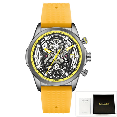 Sport Chronograph Skeleton Watch Open Heart Dial