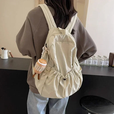 Casual Backpack Women Large Capacity Pleated Schoolbag