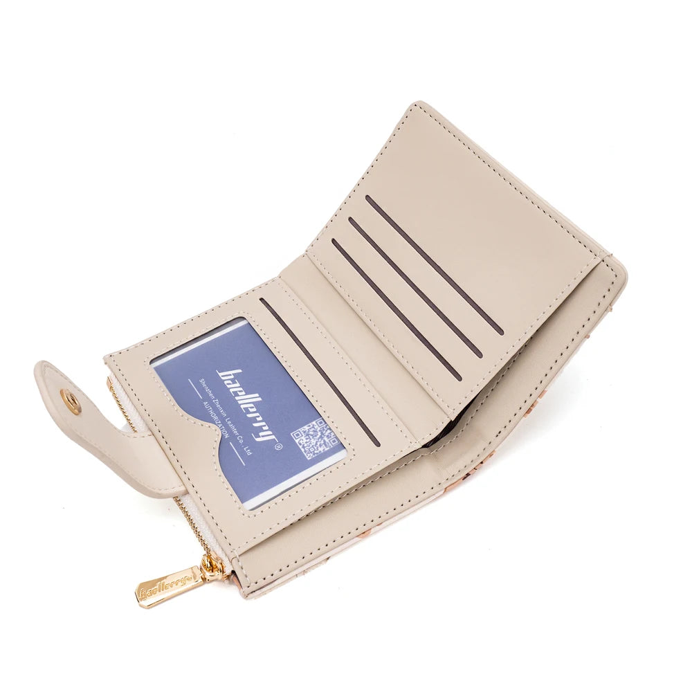 Bear Print Wallet with Card Slots and Zipper Closure