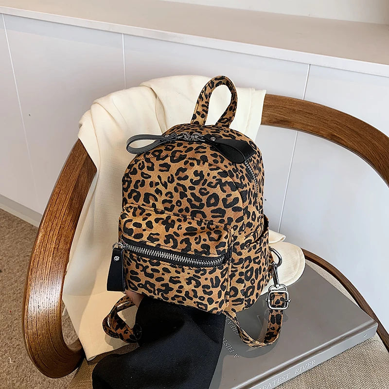 Leopard Print Backpack for Everyday City Travel Style - WO2MEN