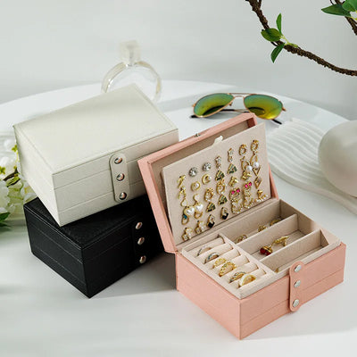 PU Leather Jewellery Storage Box with Ring Compartments