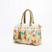Refined Jacquard Motif Bowling Handbag with Tassel - D