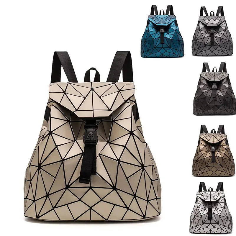 Backpack Geometric Grid Bag for Everyday Essentials - WO2MEN