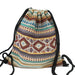 Backpack Drawstring Ethnic Pattern Bag Boho Chic - No V6
