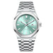 Stainless Steel Quartz Wristwatch Water Resistant - Silver Ice Blue