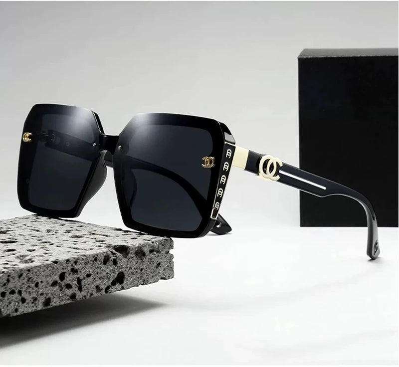 Oversized Square Sunglasses With Emblem Detailing Edge - WO2MEN