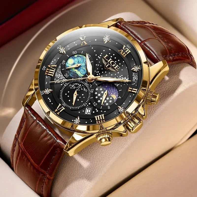 Watch Galaxy Moon Chronograph with Starfield Dial Art - WO2MEN