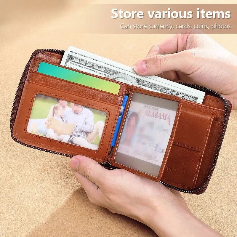Premium Zipper Wallet with Card Slots and ID Window - WO2MEN