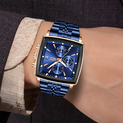 Square Chronograph Quartz Watch with Date Luminous
