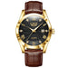 Quartz Movement Watch with Date Function Elegant Dial - Gold Black