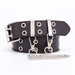 Women Double Ring Eyelet Belt for Dress Jeans - Coffee