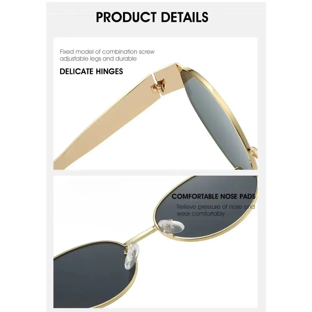Oval Embrace Sunglasses with Refined Frame Design Line - WO2MEN