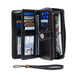 RFID Protected Long Wallet Clutch With Ample Card Slots - Black