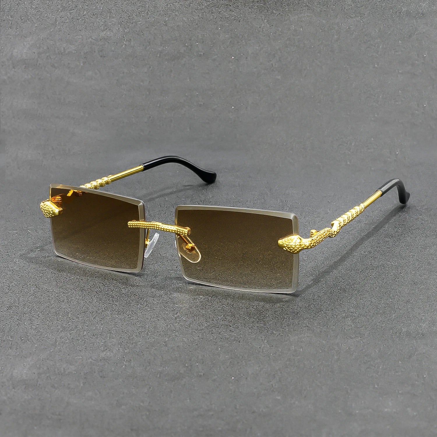 Sunglasses Rimless Rectangle with Ornate Temples