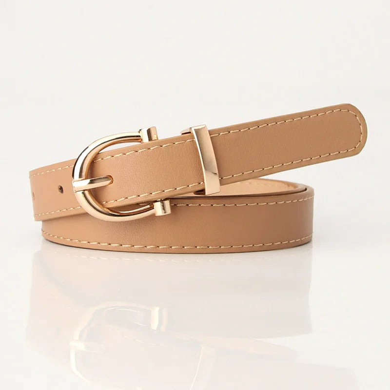 Classic Belt With Round Buckle For Dress And Jeans - Khaki