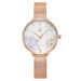 Watch Floral Dial Mesh Strap Timepiece for Everyday - Rose Golden