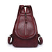 Soft Leather Backpack With Braided Flap Zipper Pocket - Red