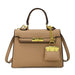 Lockable Satchel With Charm Pouch And Chain Accent Pro - Khaki