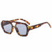 Fashion Retro Big Frame Sunglasses Double Bridge - Flower Grey