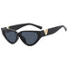 Cat Eye Sunglasses With V Accent Frame Everyday Style - Black Gray