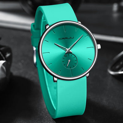 Elegant Round Quartz Watch With Sub Second Dial Aura