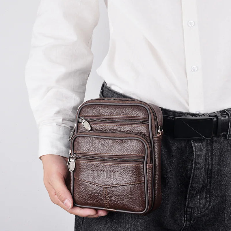 Crossbody Bag for Men with Multiple Zippered Pockets
