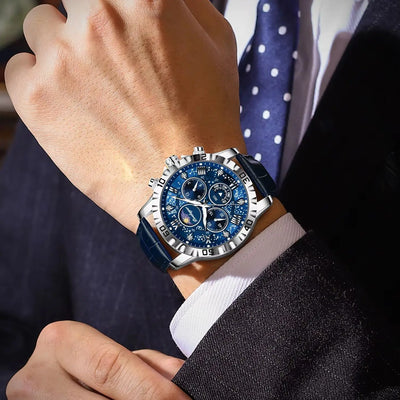 Watch Cosmos Chronograph Leather Strap Luminous Dial - WO2MEN