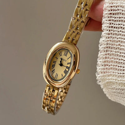 Oval Dial Watch with Adjustable Strap for Women