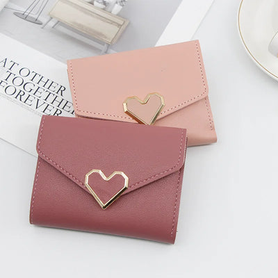 Wallet with Heart Clasp Threefold Card Holder Everyday - WO2MEN